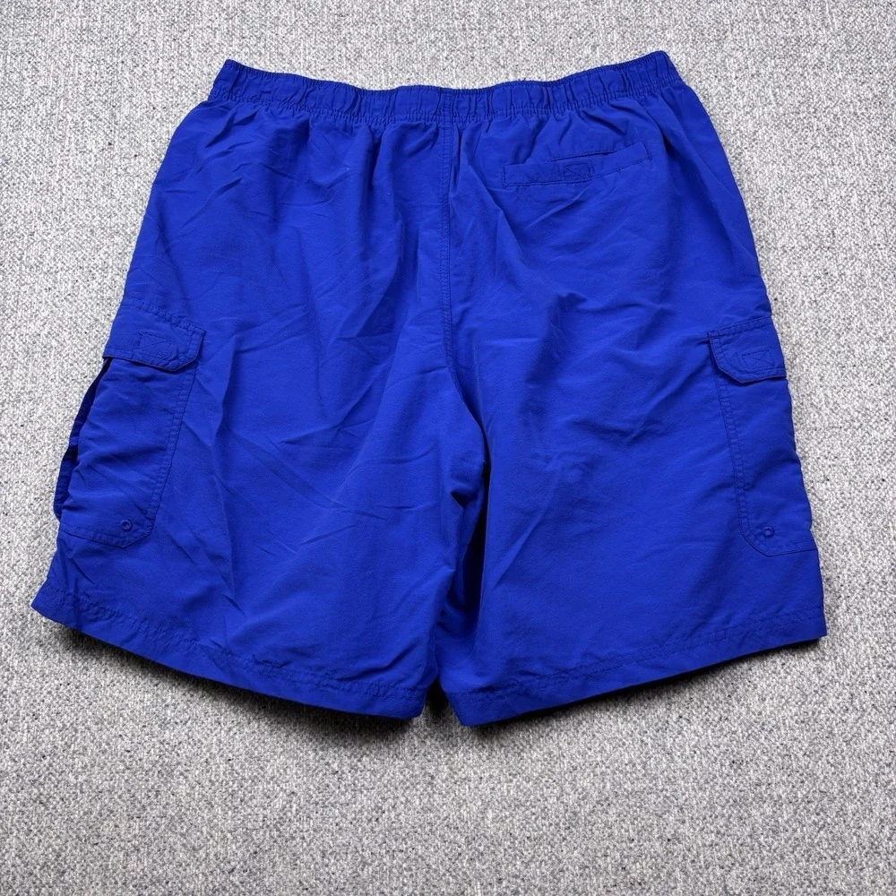 LL Bean Men's Classic Supplex Sport Shorts Blue Cargo Swim Trunks Lined